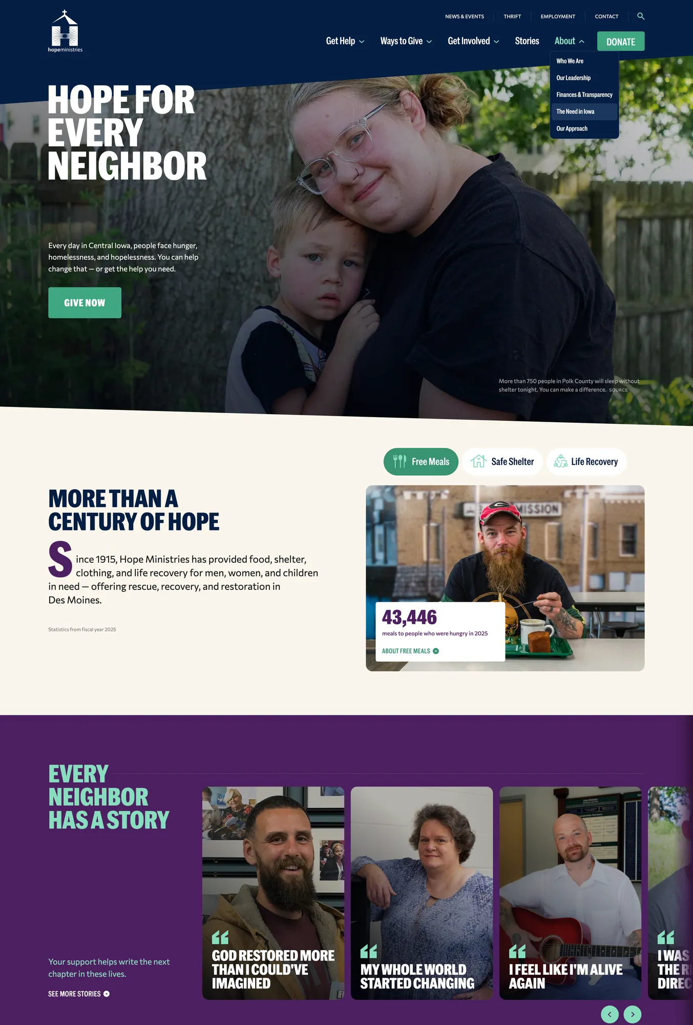 Example of a client website we designed — Hope Iowa